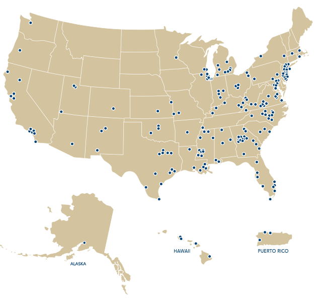 Map of US with Acumen customers