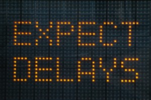 Urban traffic congestion sign saying Expect Delays