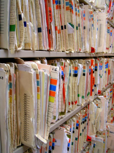 Stacks of medical files
