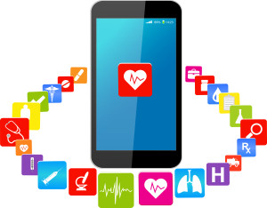 Smart phones and healthcare icon set