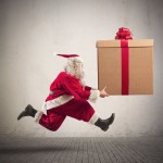 Santa delivering late gift