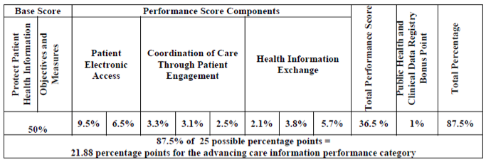 Sample advancing care information performance category score