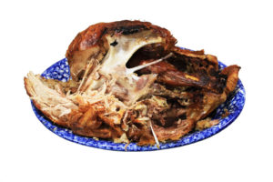 Half-eaten Thanksgiving turkey