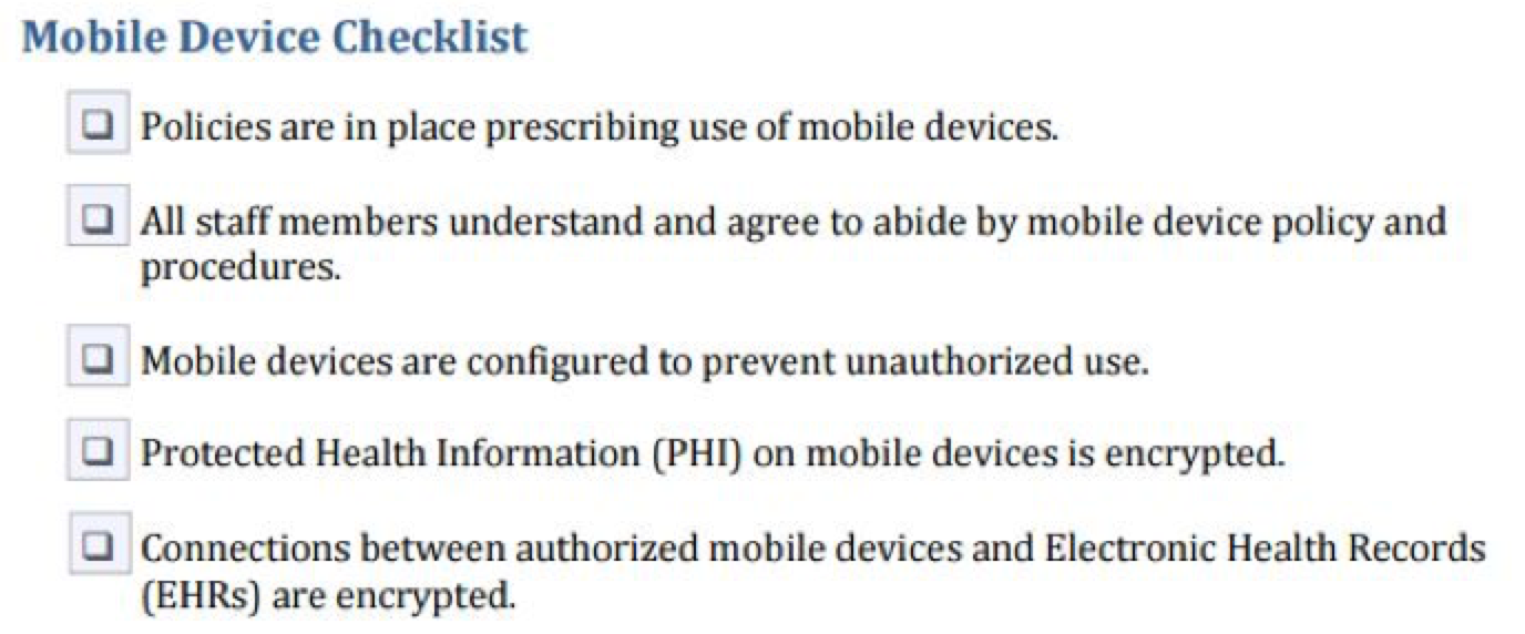 Mobile device checklist